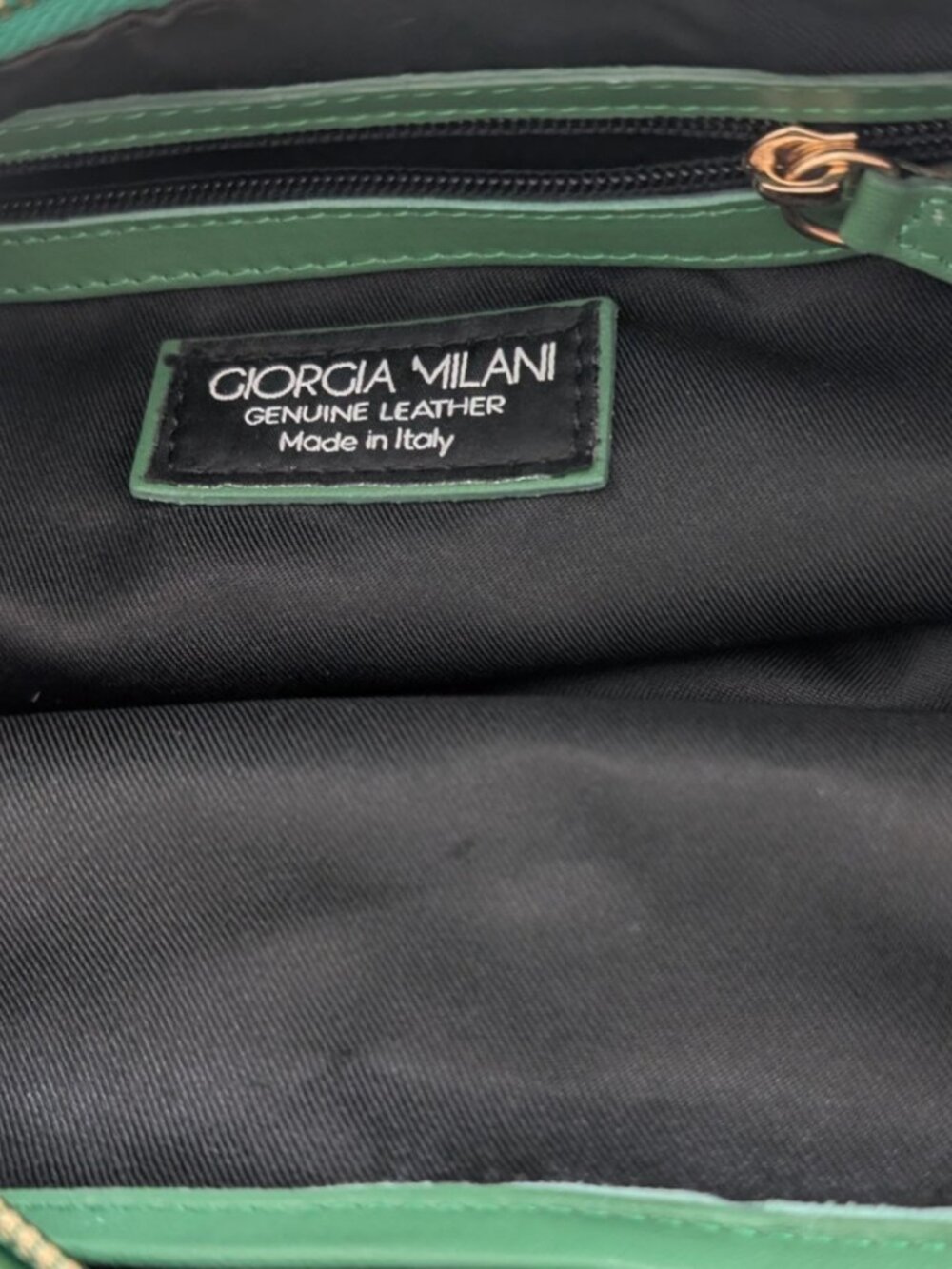 Giorgia Milani Genuine Leather Woven Crescent Shoulder Bag Green - Picture 5 of 7